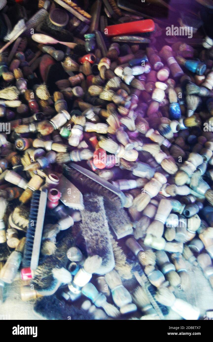 Shaving and hair brushes belonging to prisoners at Auschwitz