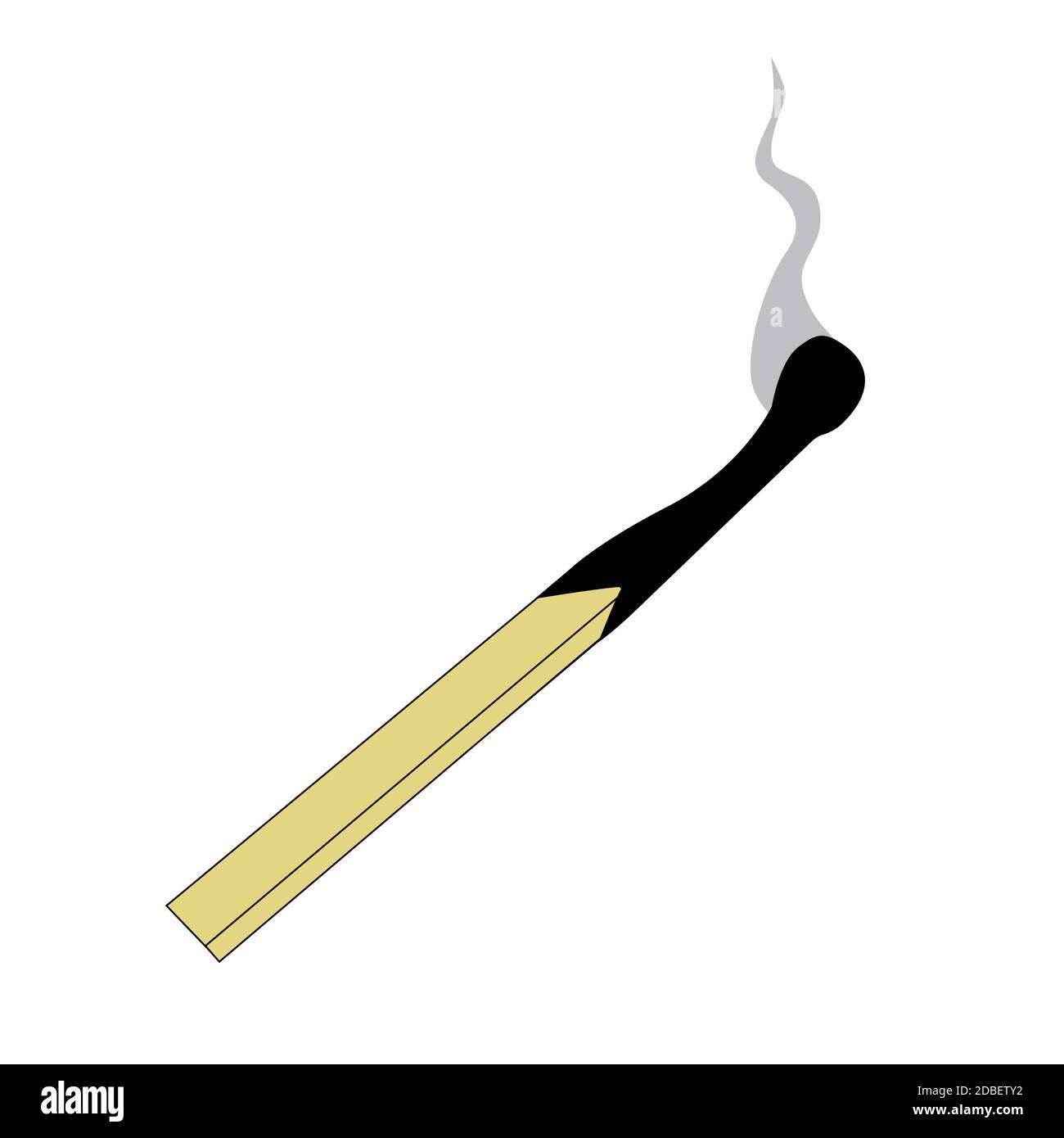 Burnt match - vector illustration isolated on white background. Stock Vector