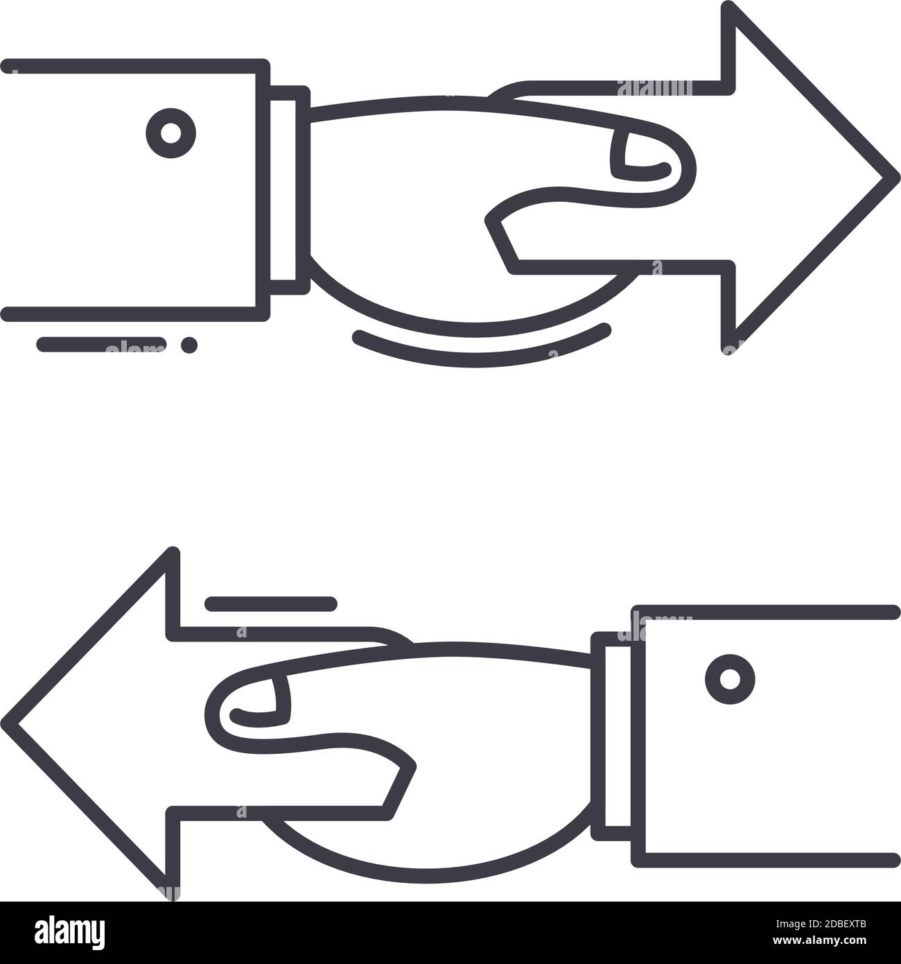 Competing interests icon, linear isolated illustration, thin line ...