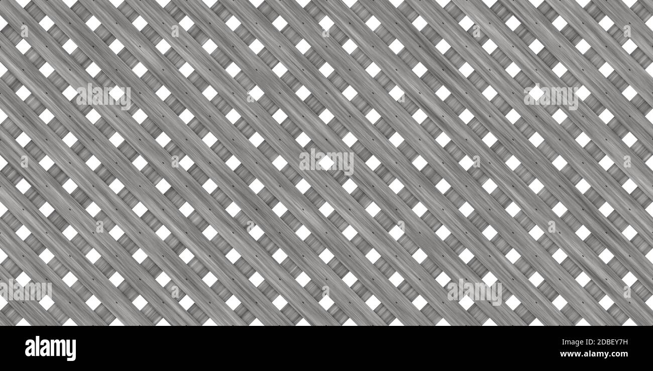 Grey Seamless Wood Lattice Background. Diagonal Wooden Planks Fence Panel Texture Stock Photo