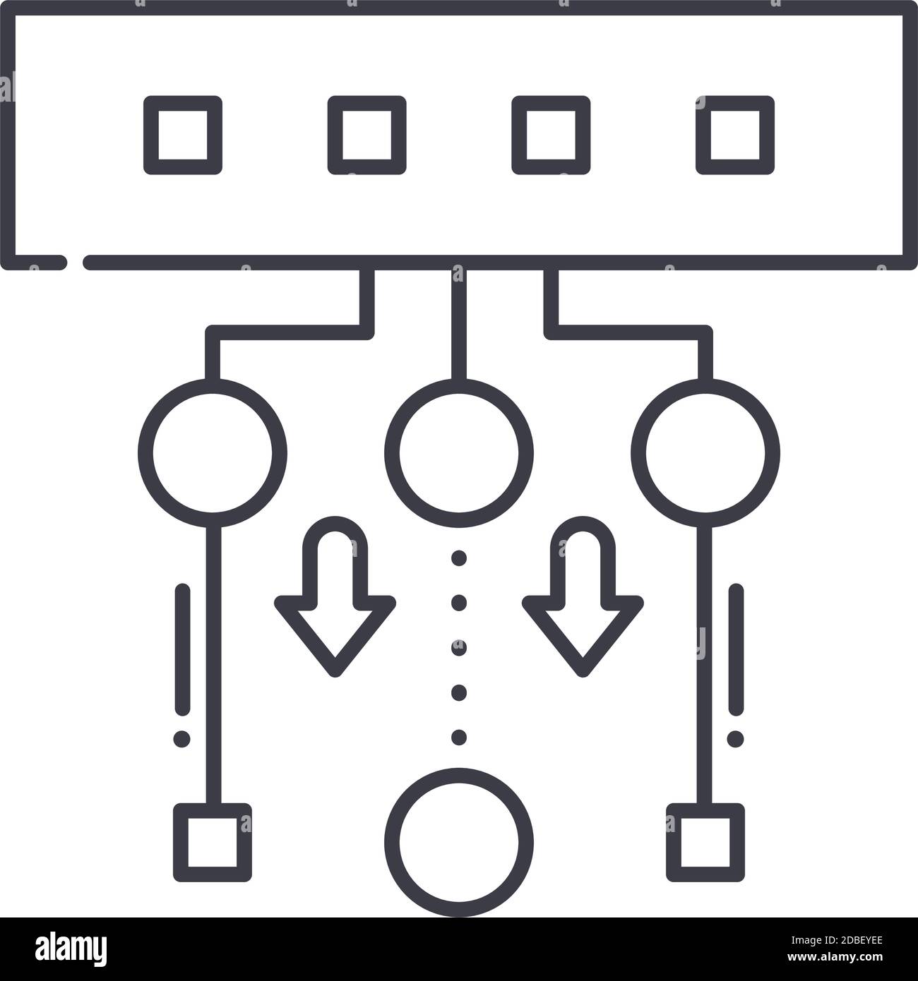 Company structure icon, linear isolated illustration, thin line vector