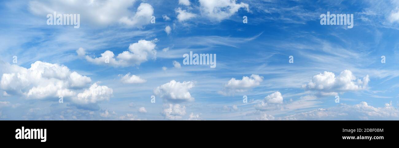 Panorama of a blue sky with white clouds Stock Photo