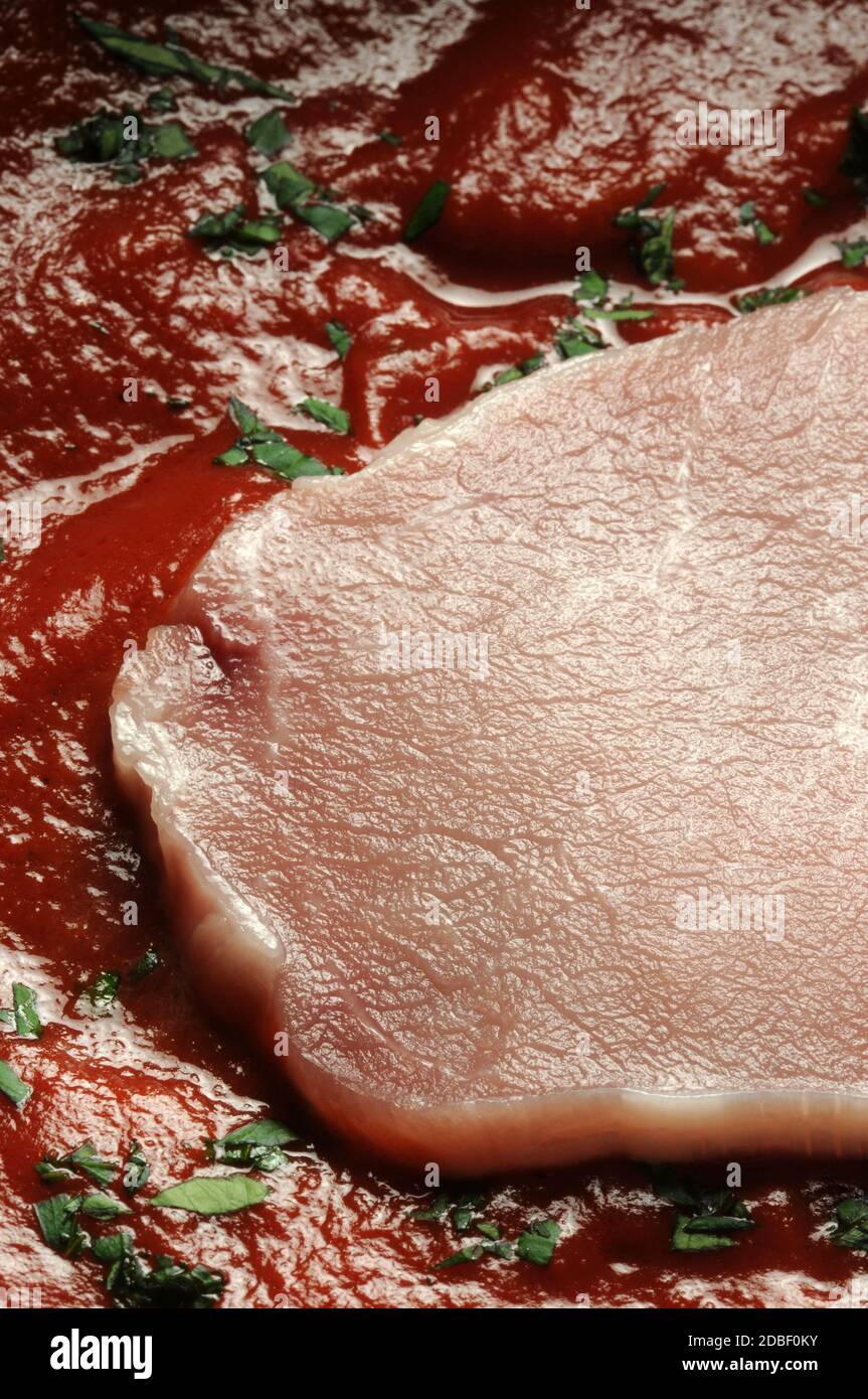 Pork tenderloin with tomato sauce Stock Photo Alamy