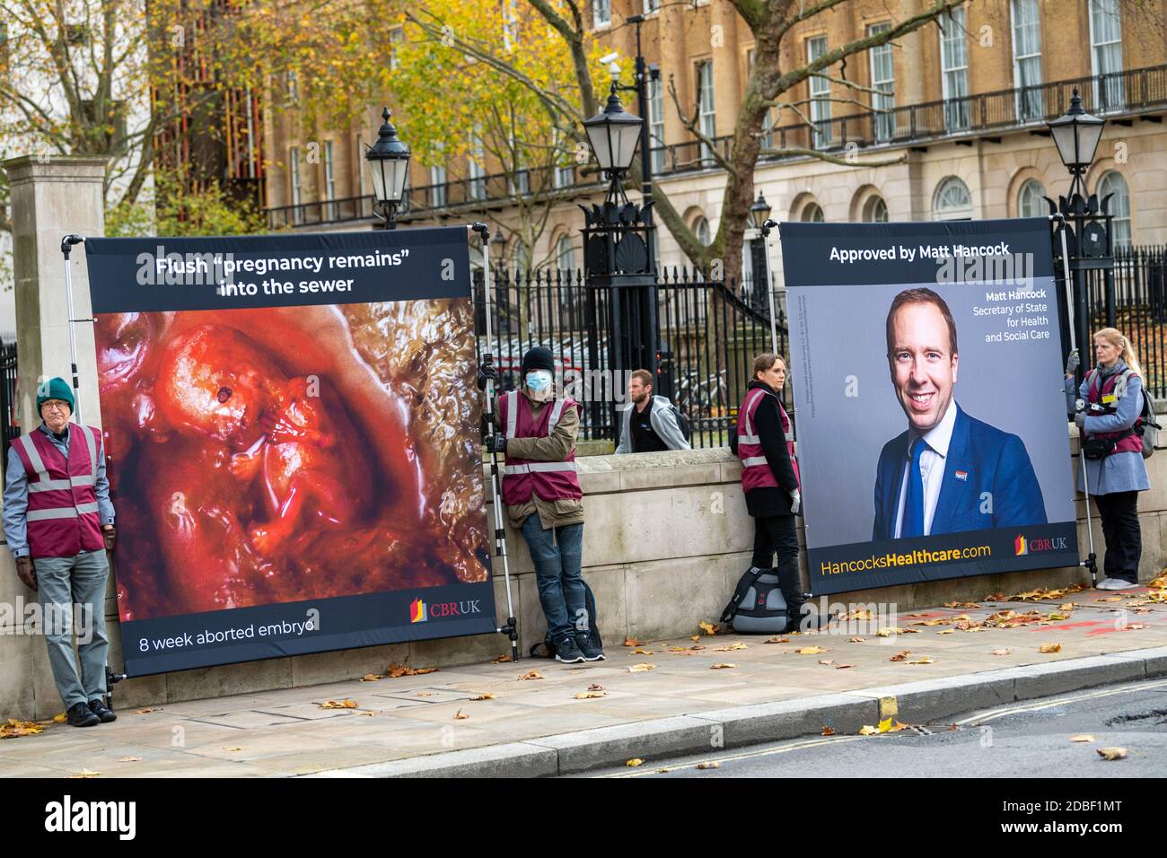 London, UK. 17th Nov, 2020. (Warning graphic images) An anti abortion protest by the Centre for bio-ethical reform, UK, opposite Downing Street, London UK Credit: Ian Davidson/Alamy Live News Stock Photo