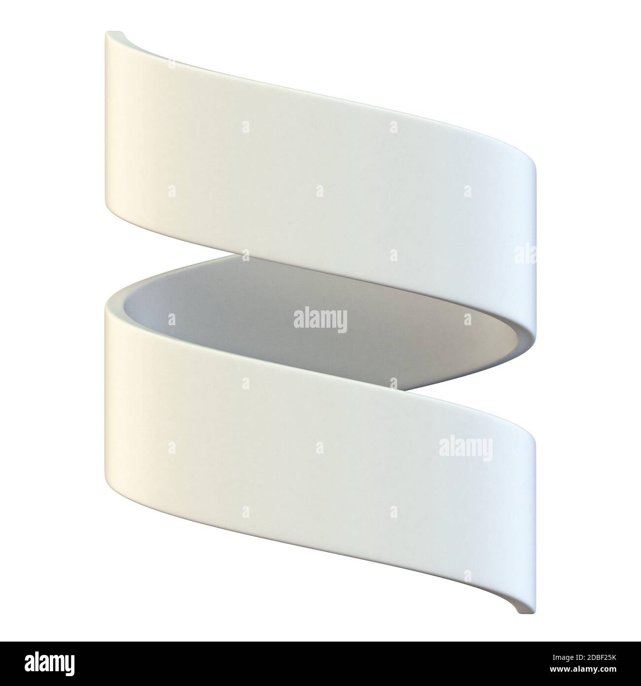 White blank helix ribbon tag label 3D render illustration isolated on ...