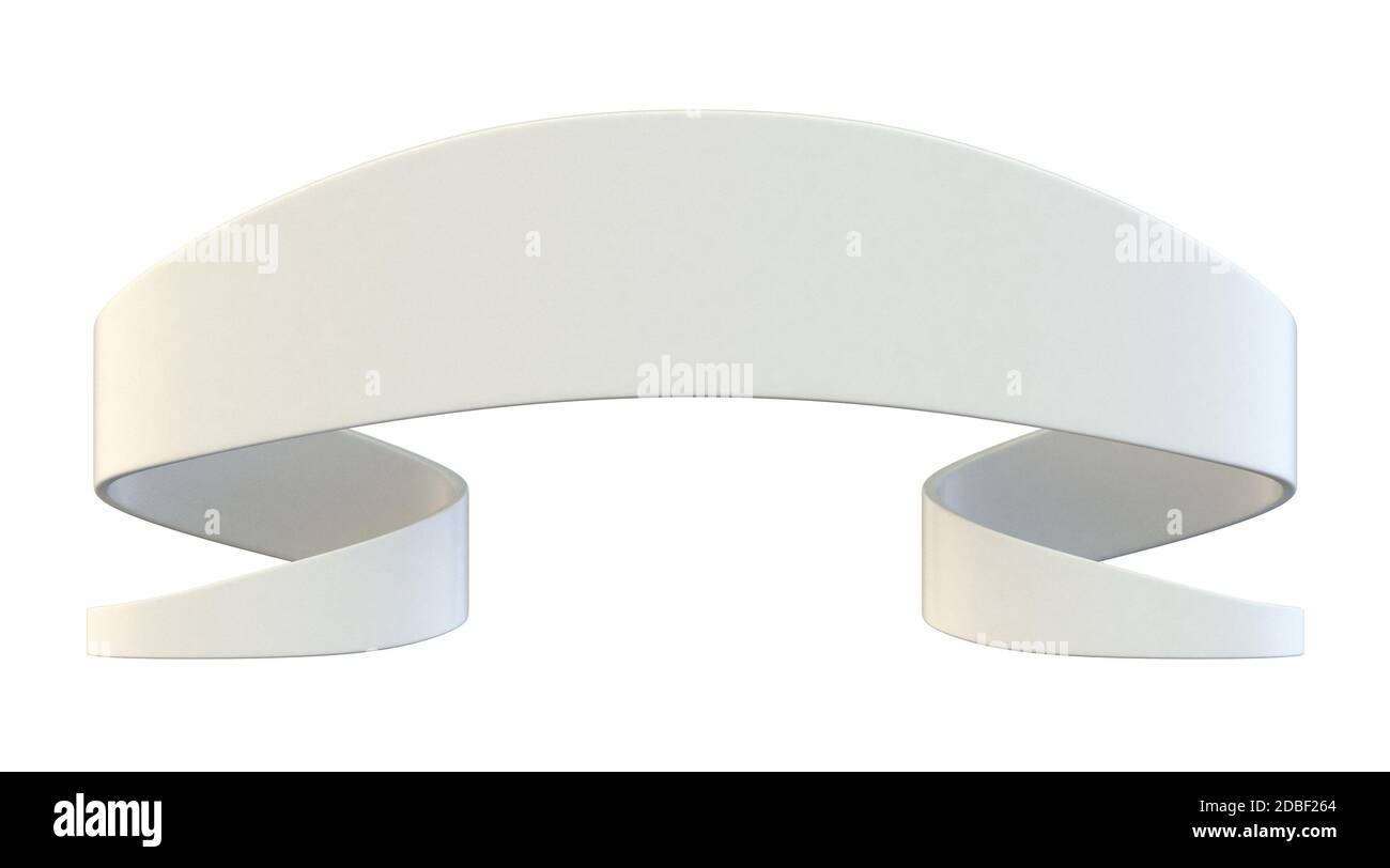 Plain Ribbon Tag White blank ribbon tag label 3D render illustration isolated on white ...