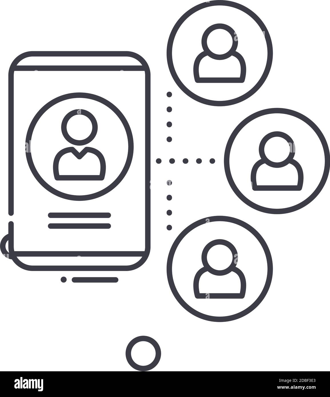 Communication phone icon, linear isolated illustration, thin line ...
