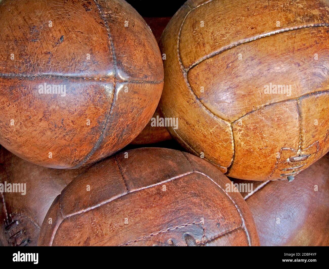 Vintage volleyball balls made from real leather Stock Photo Alamy