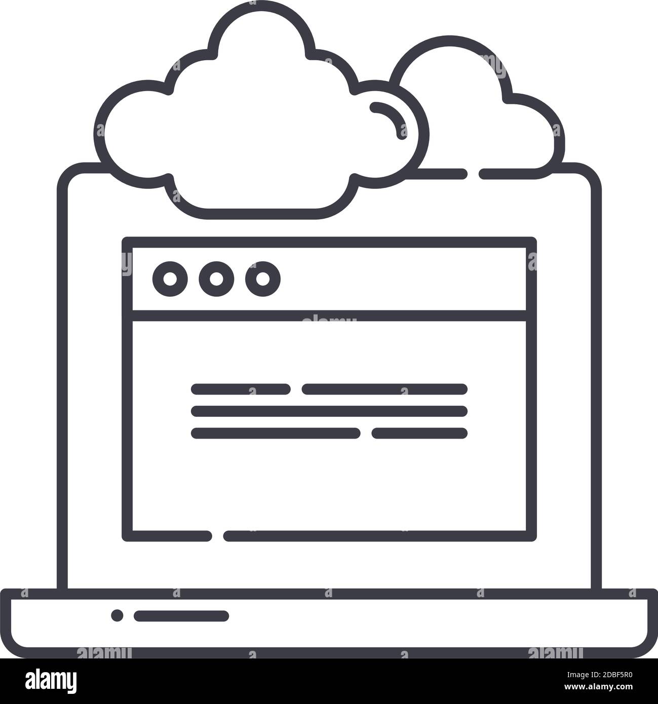 Cloud network service icon, linear isolated illustration, thin line ...