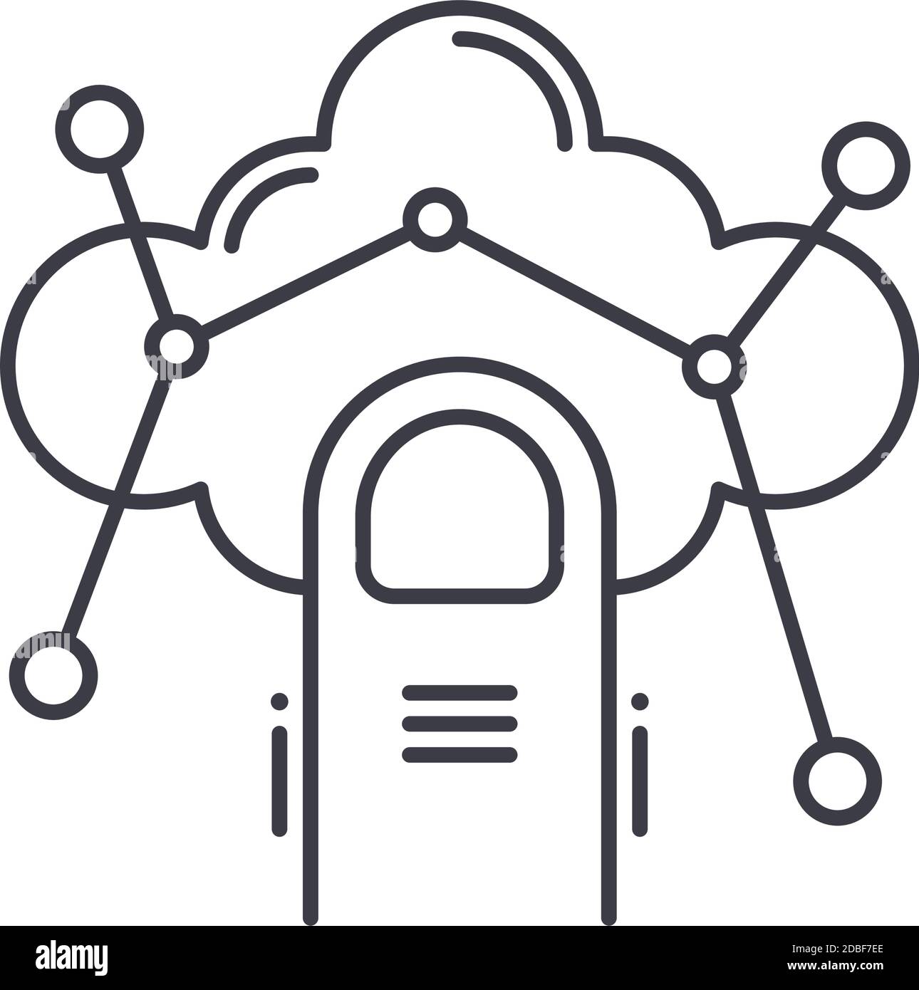 Cloud network idea icon, linear isolated illustration, thin line vector ...