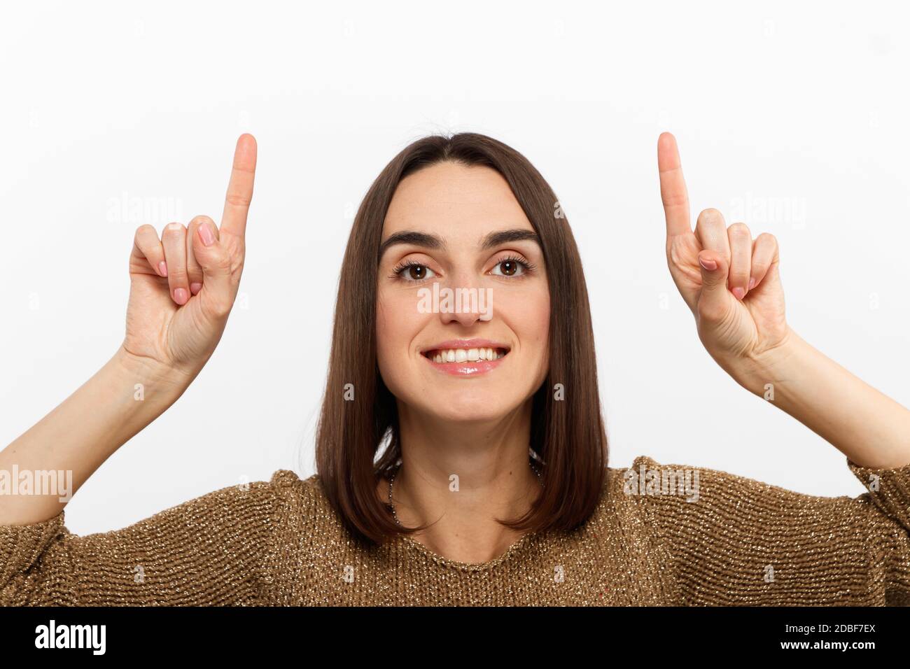 Woman two fingers up hi-res stock photography and images - Alamy