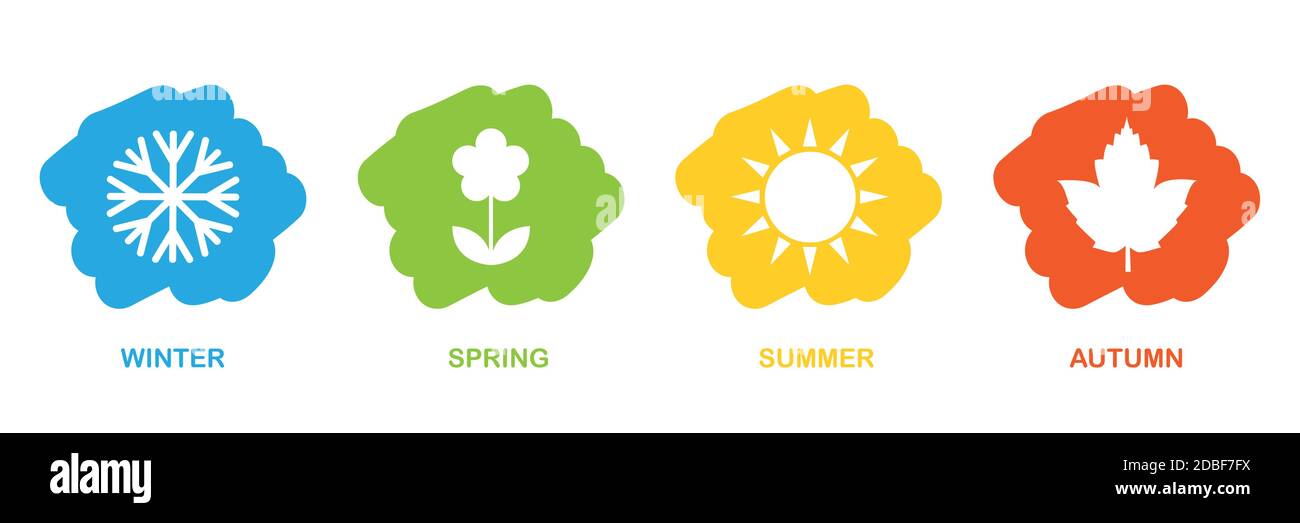 four seasons winter spring summer fall icon set vector illustration EPS10 Stock Vector