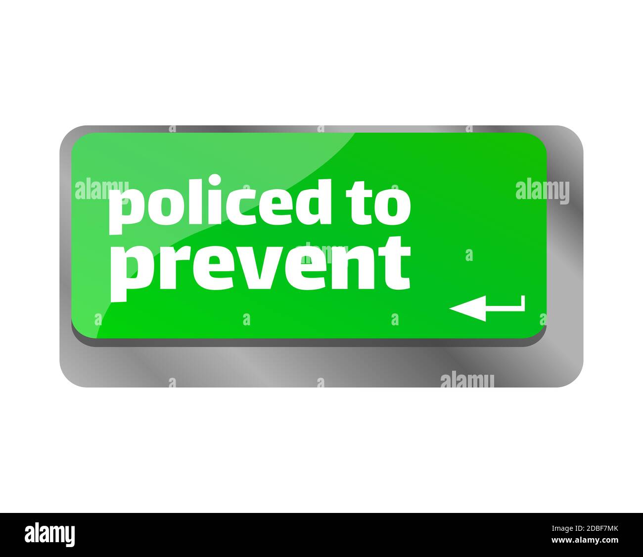 Policed to prevent . Close up of keyboard, enter computer key Stock