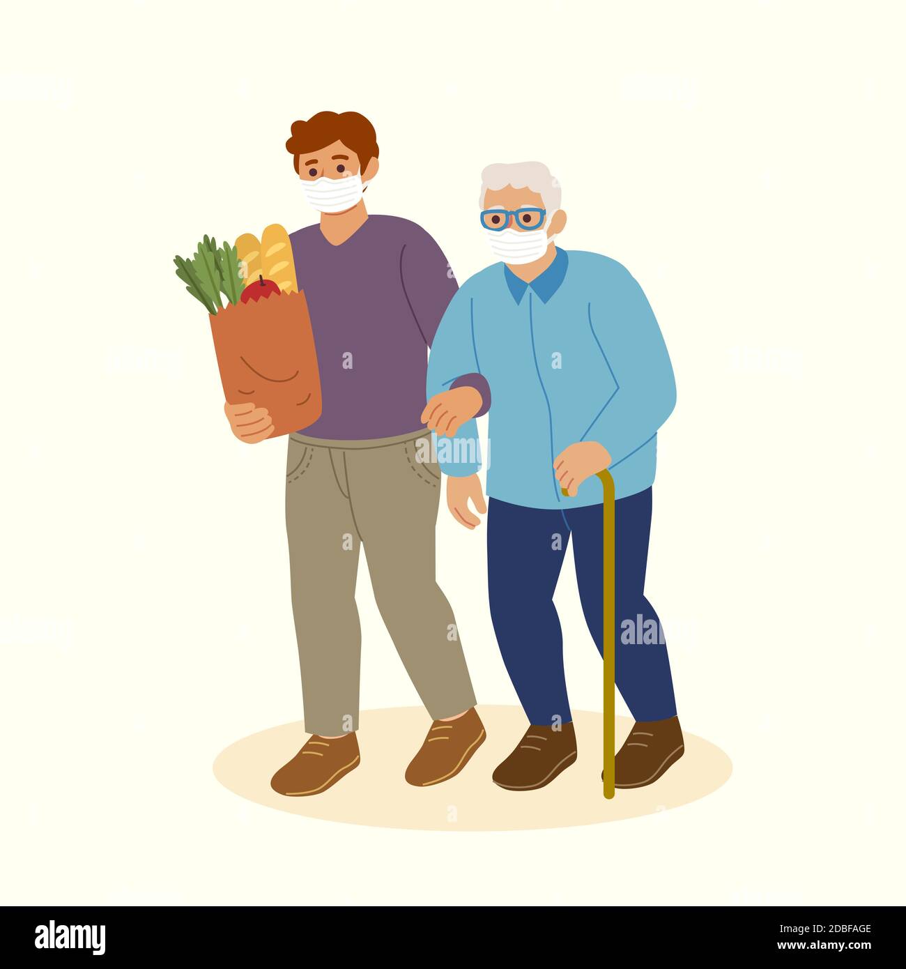 Volunteers helping older people Vector illustration Stock Vector