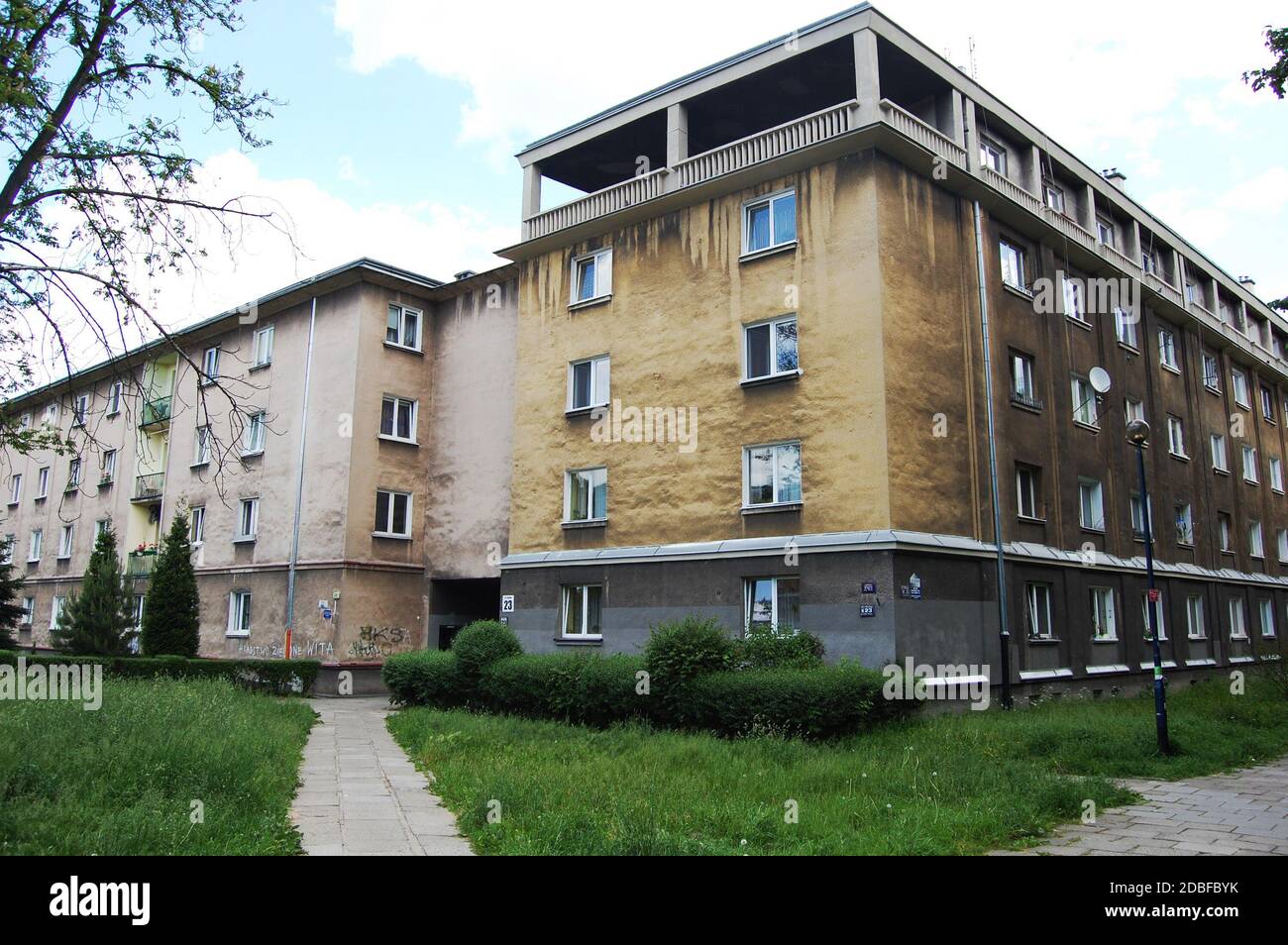 Communist apartment block in Nowa Huta, Krakow, Poland Stock Photo