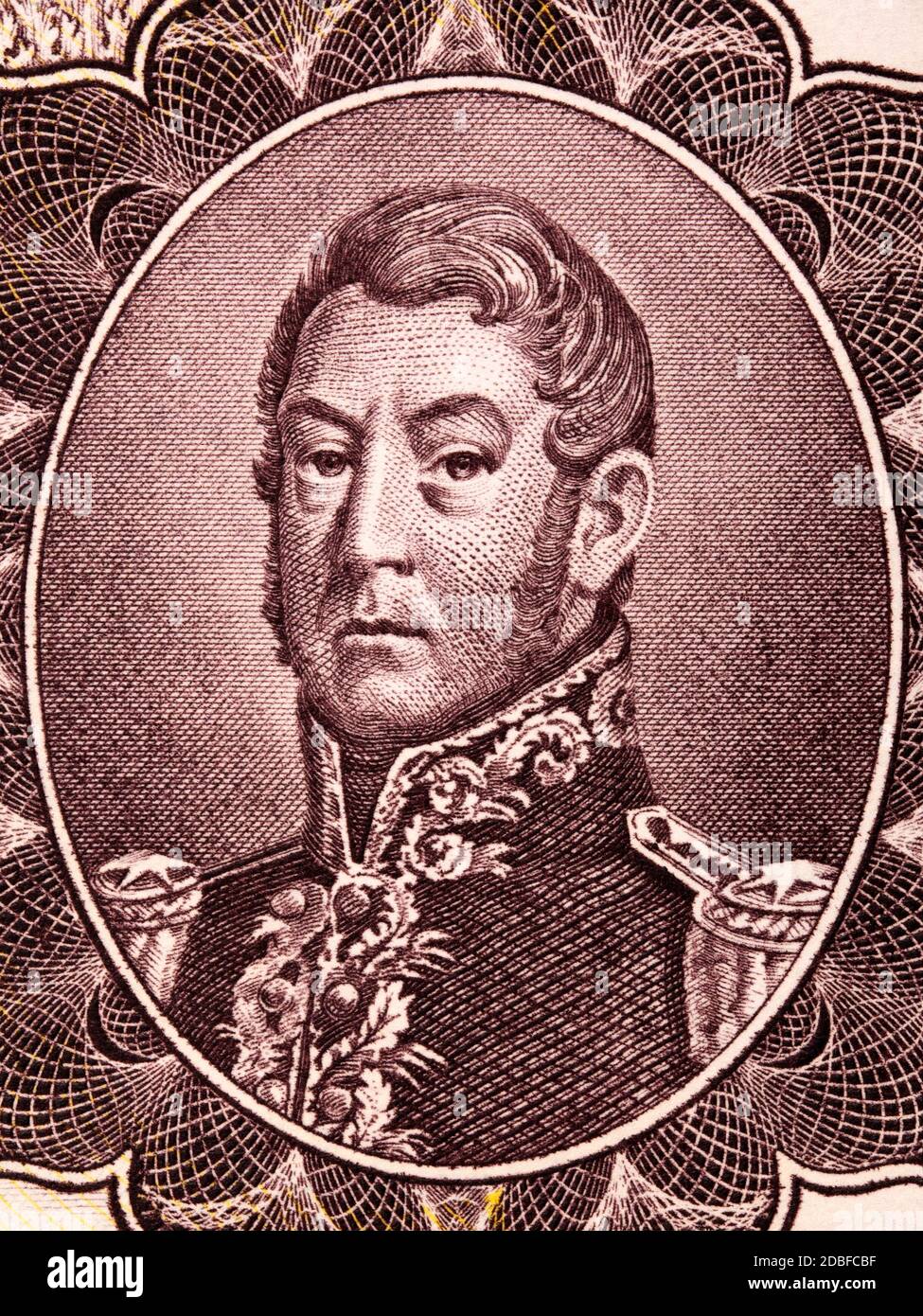 Jose de San Martin a portrait from old Argentine money Stock Photo