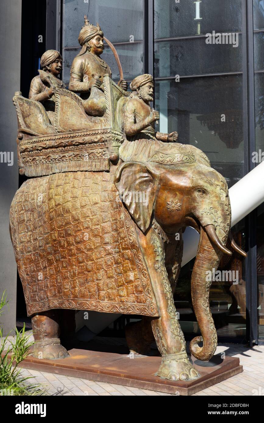 wooden Indian Elephant statue in London Stock Photo