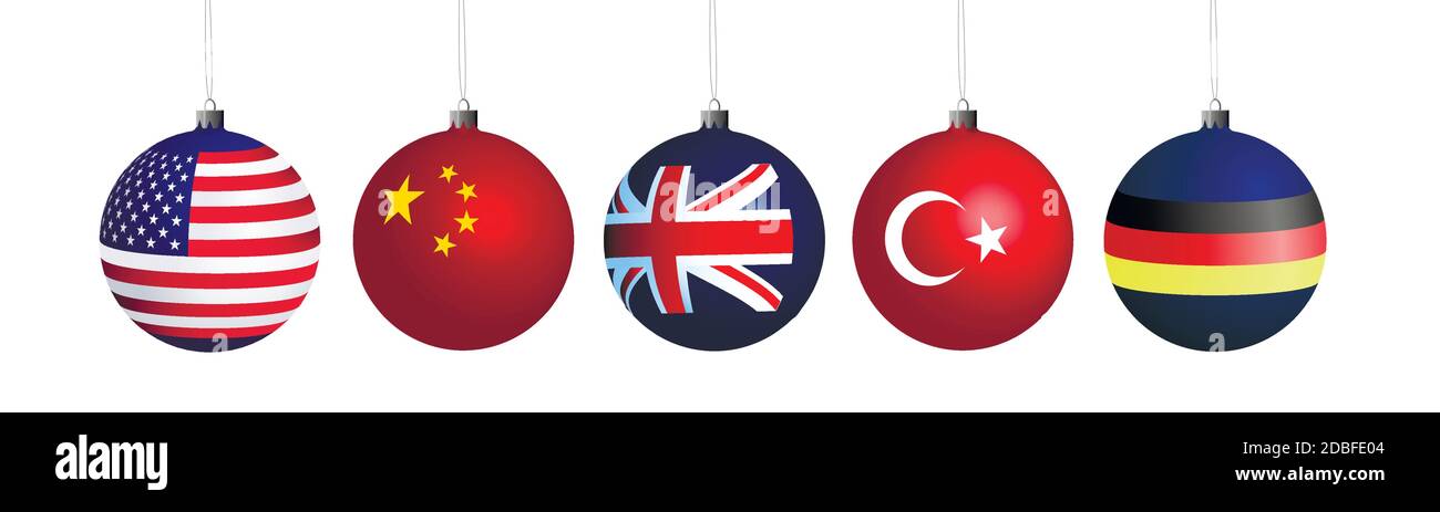 A set of Christmas tree decorations Stock Vector