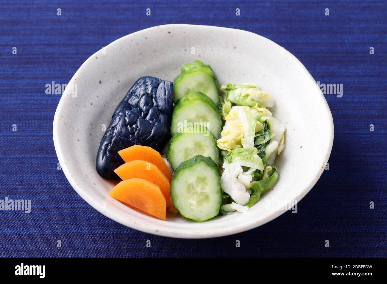 Japanese traditional food, Vegetables salt pickled tsukemono in a dish Stock Photo