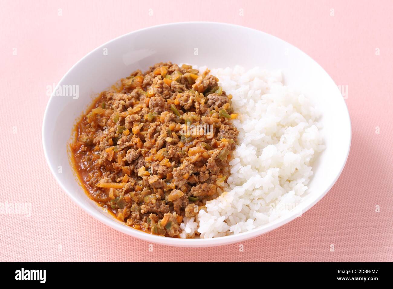 Japanese keema curry rice with spoon on table Stock Photo