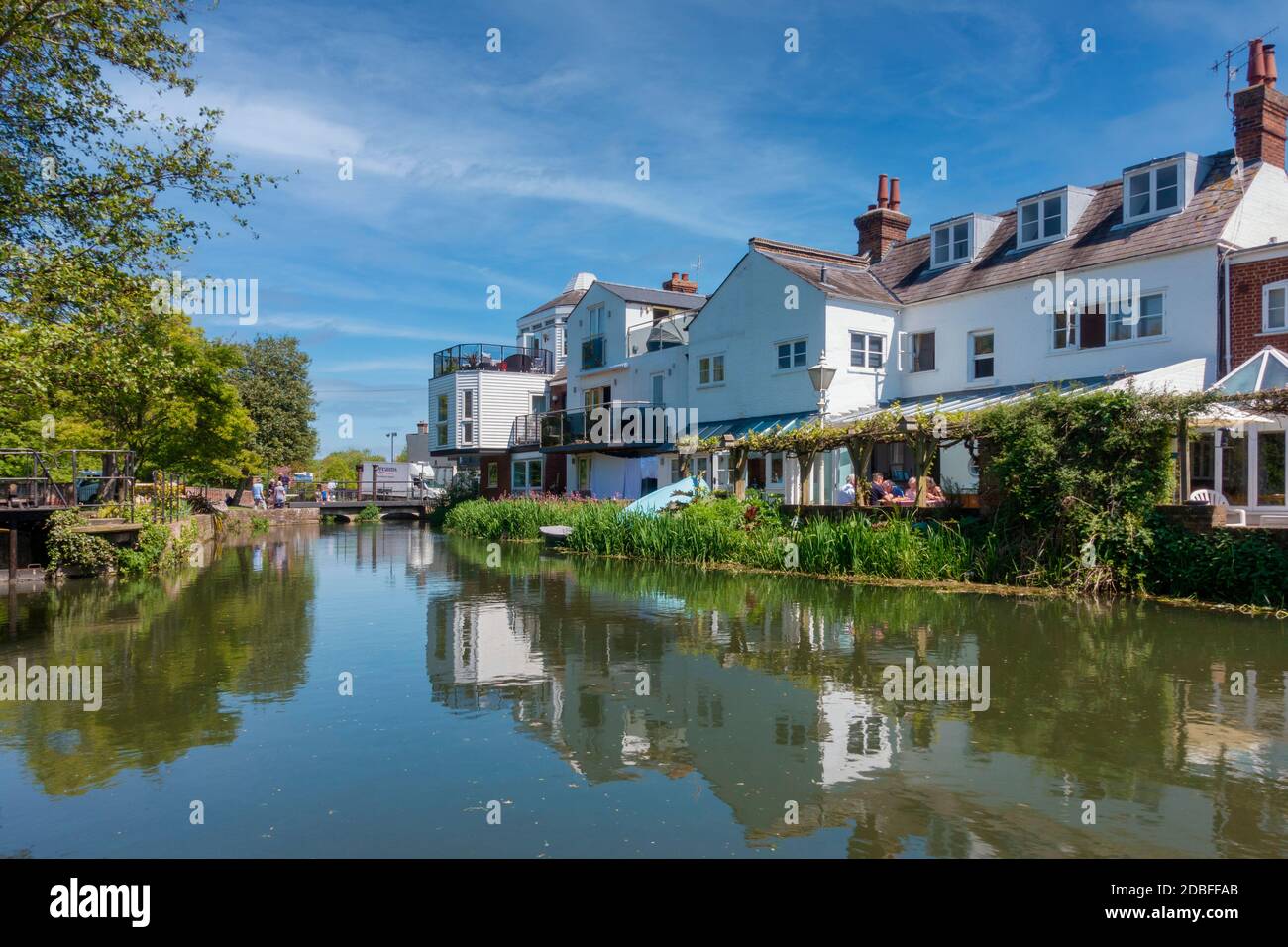 River Stour,Riverside Dwellings,St Radigunds,Canterbury,Kent,England Stock Photo