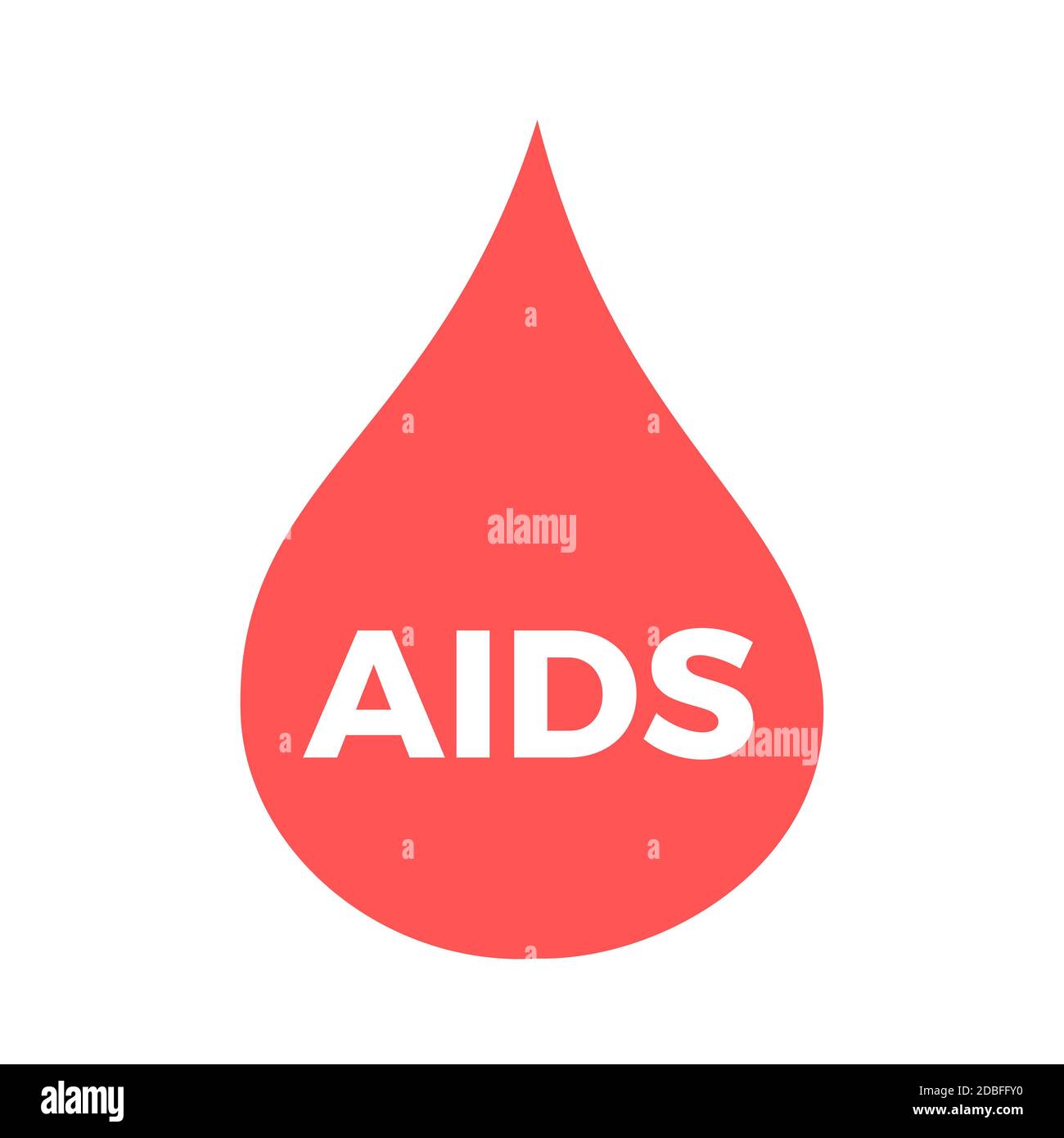 HIV and AIDS - Red drop of blood is infected by sexually transmitted disease and infection (STI, STD). Medicinal diagnosis. Vector illustration isolat Stock Photo