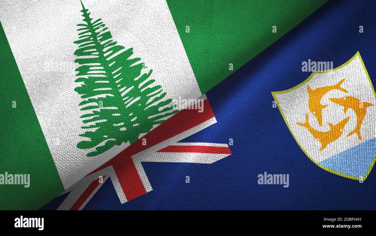 Norfolk Island And Anguilla Two Flags Textile Cloth Fabric Texture Stock Photo Alamy