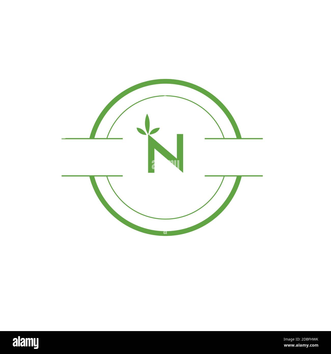 N nature logo ecology green life health care. Stock Vector