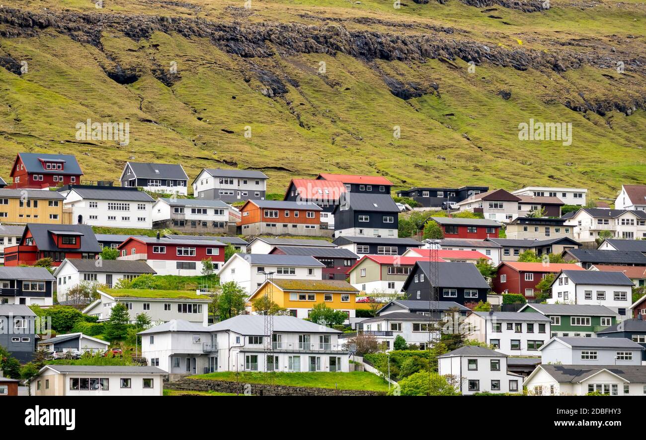 Typical neighborhood in nordic countries, Faroe Islands Stock Photo