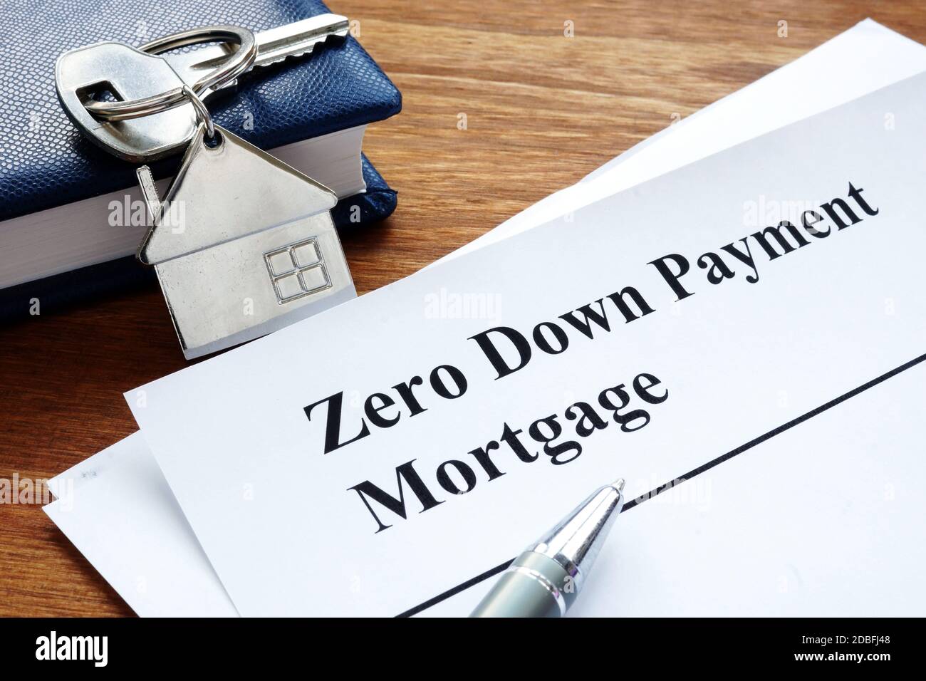 Zero down payment mortgage form and key Stock Photo Alamy