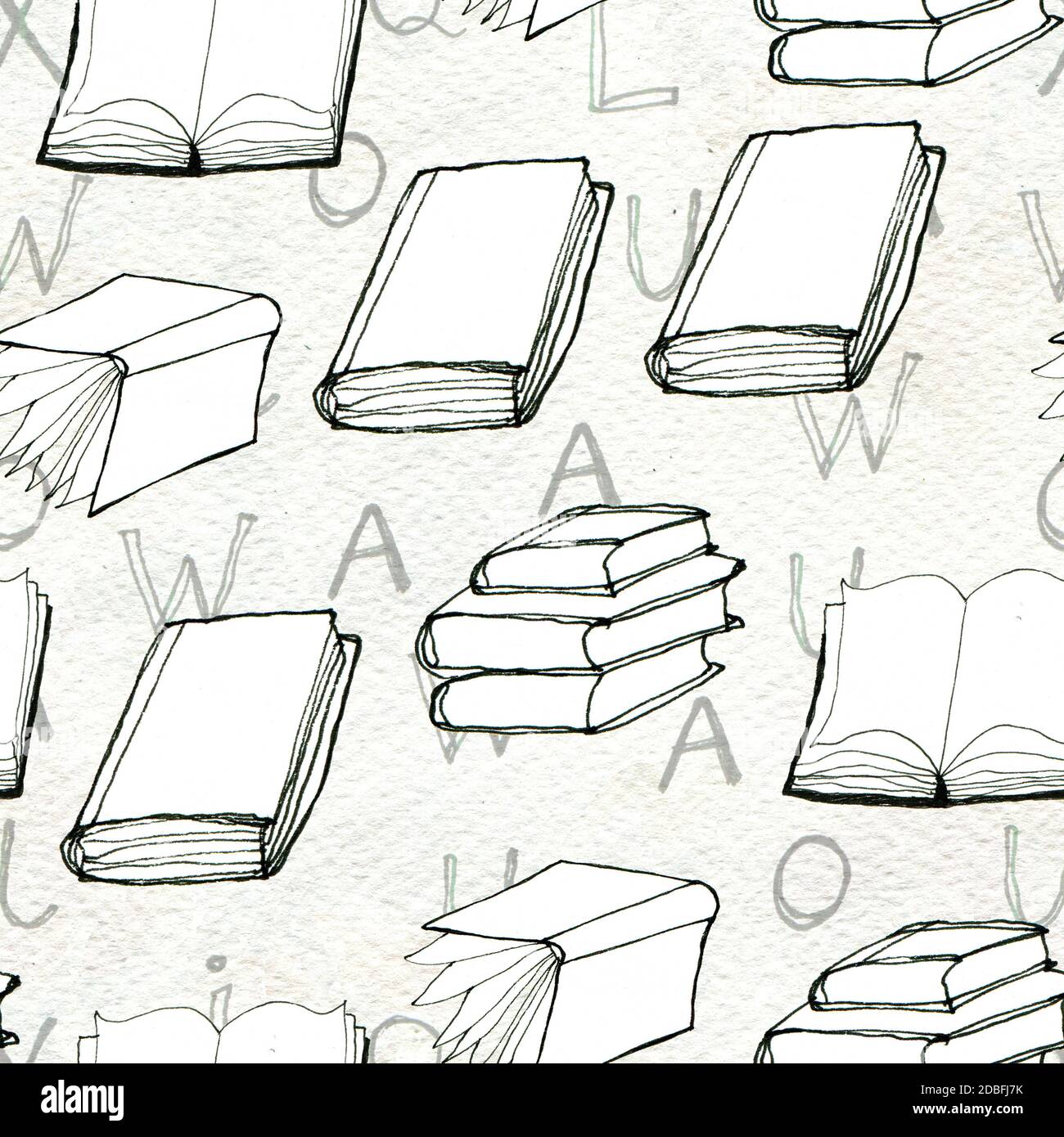 Seamless pattern with books Stock Photo - Alamy