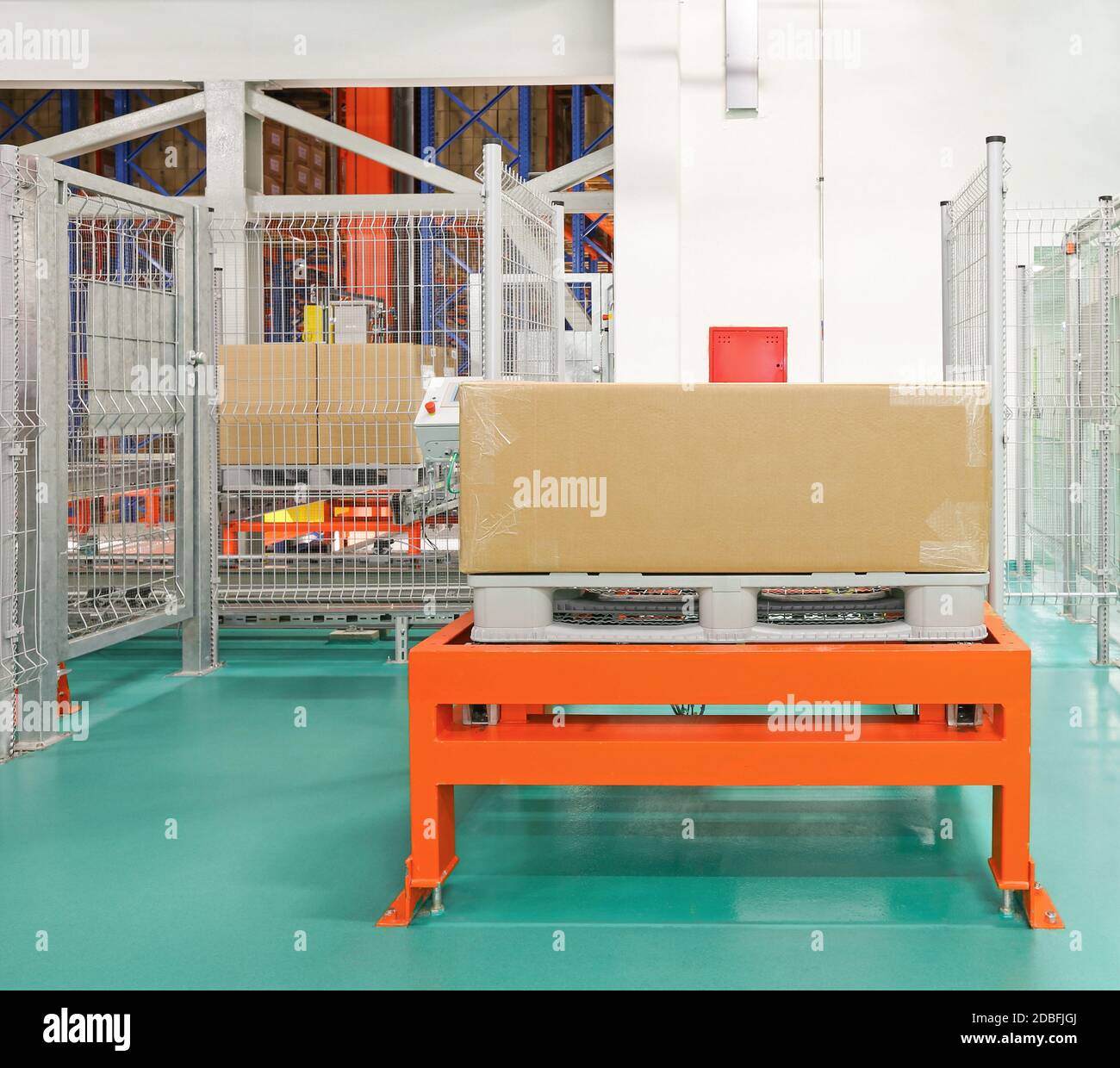 Pallet With Box at Automated Storage and Retrieval System in Warehouse ...