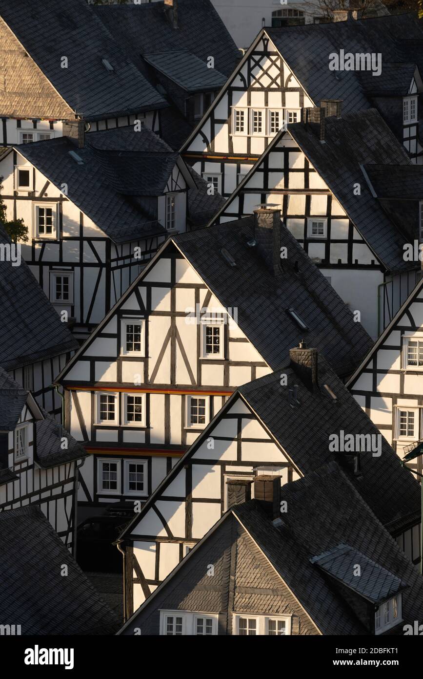 Freudenberg, Der „Alte Flecken“ ganz in Fachwerkbauweise errichtete Innenstadt Stock Photo