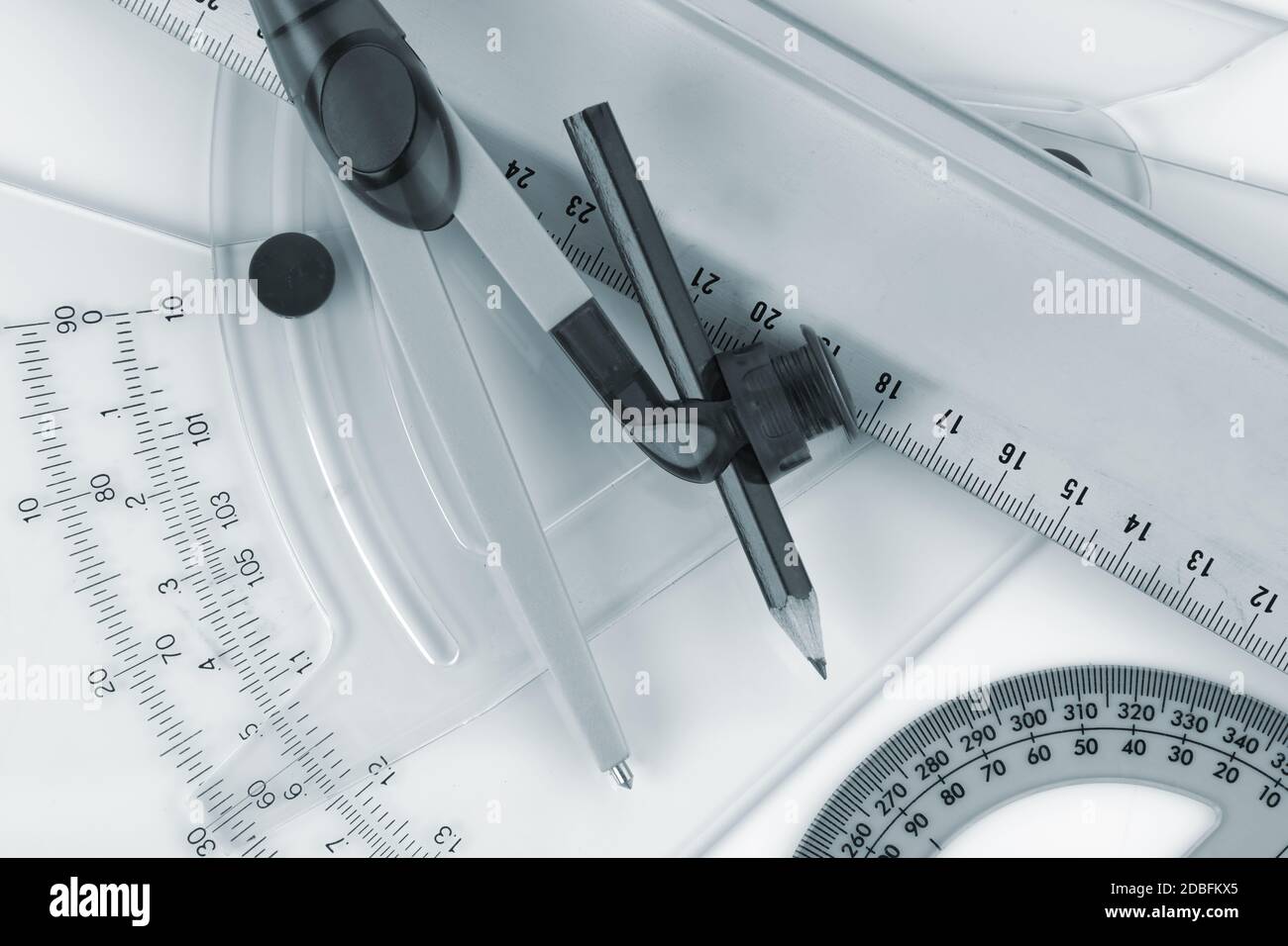 A set of architectural tools for drafting ruler protractor pair of