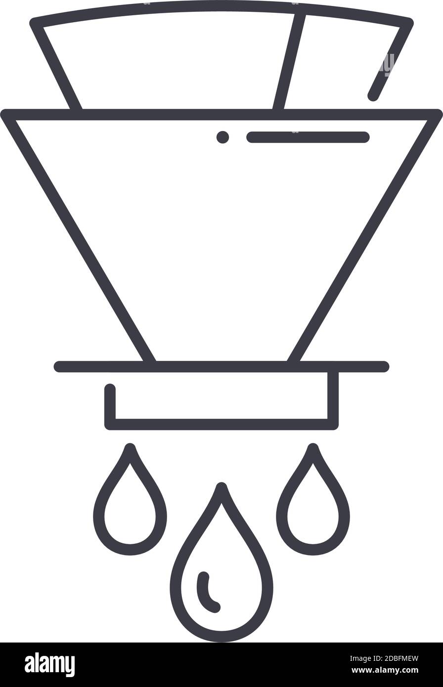 Coffee drip icon, linear isolated illustration, thin line vector, web design sign, outline