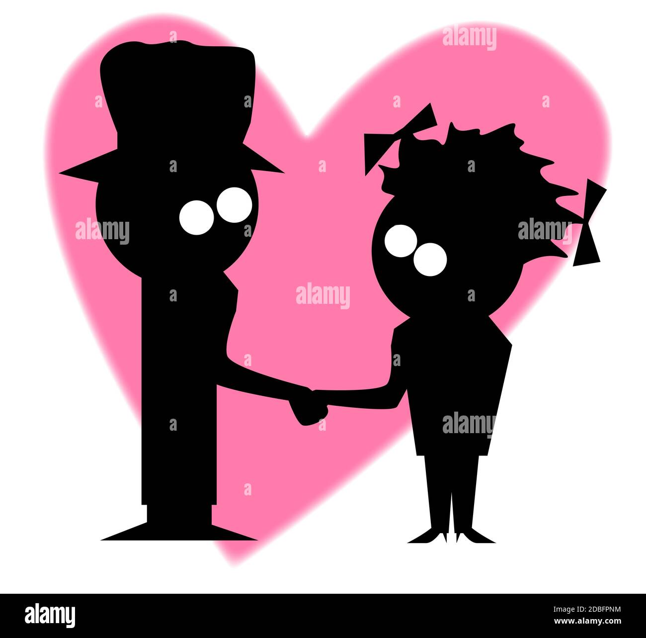 Holding hands silhouette cartoon Cut Out Stock Images & Pictures - Alamy