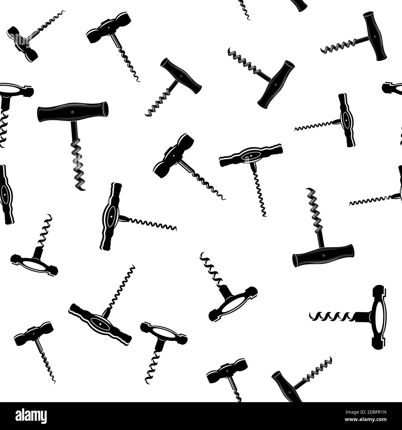 Retro Wood Corkscrew Icon Seamless Pattern for Opening Wine Bottle ...