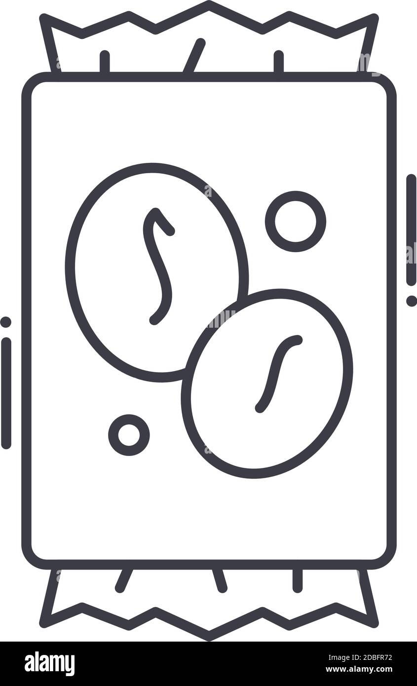 Coffee sachet icon, linear isolated illustration, thin line vector, web design sign, outline