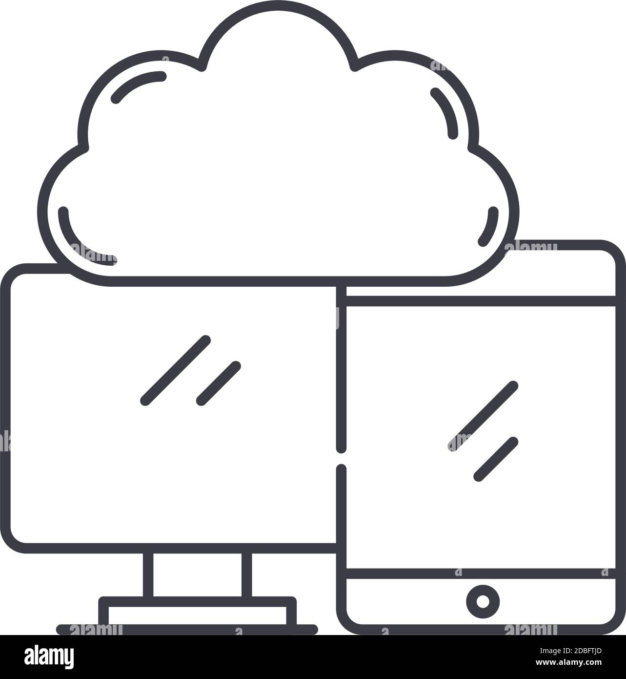 Cloud access concept icon, linear isolated illustration, thin line ...
