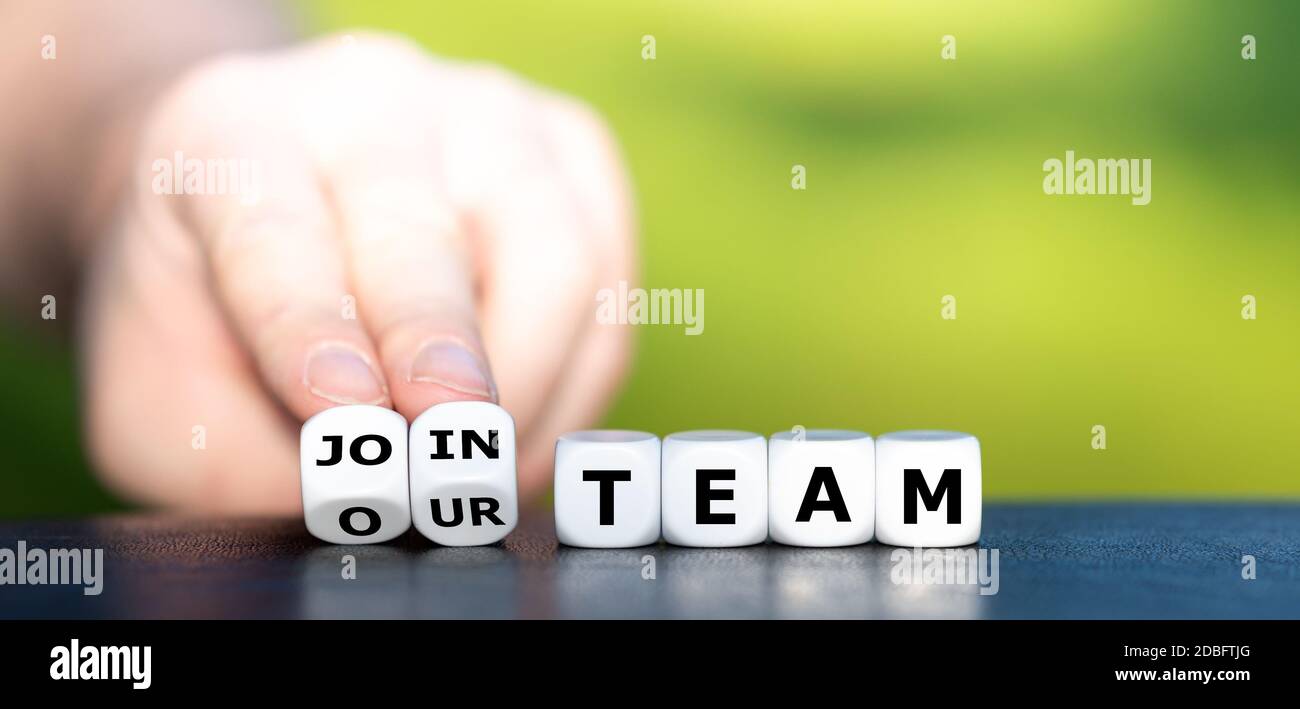 Dice form the expression 'join our team'. Stock Photo