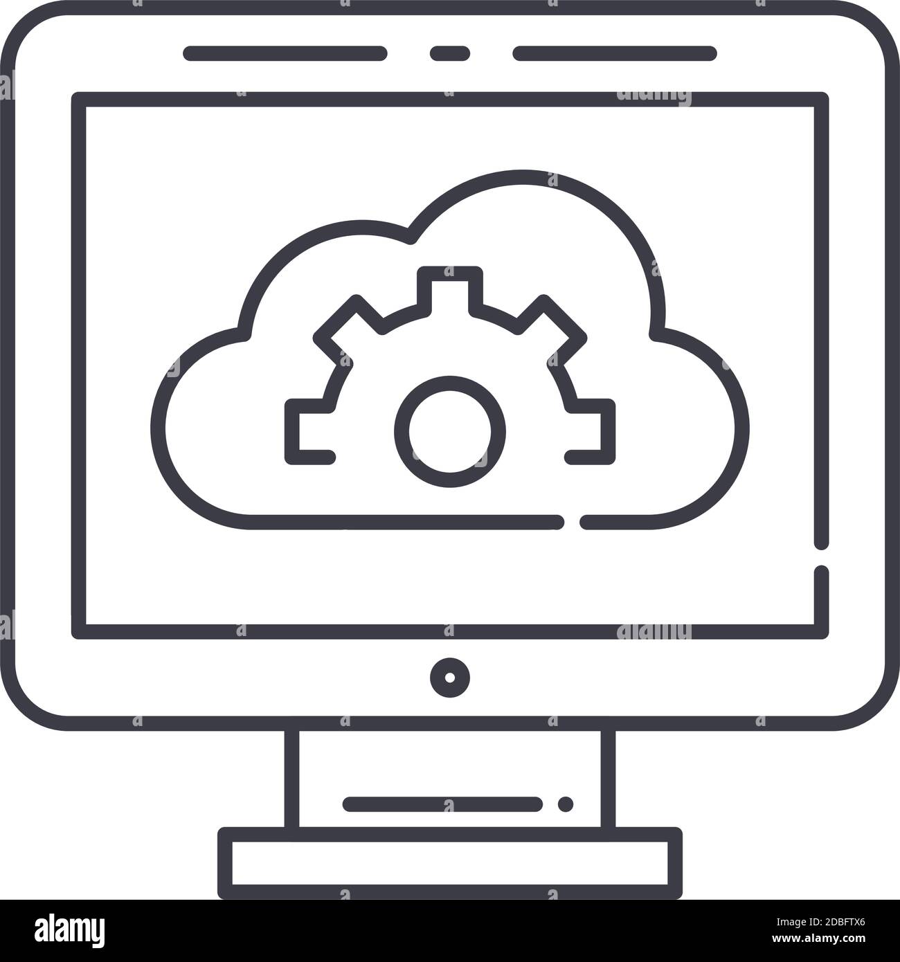Cloud computer concept icon, linear isolated illustration, thin line ...
