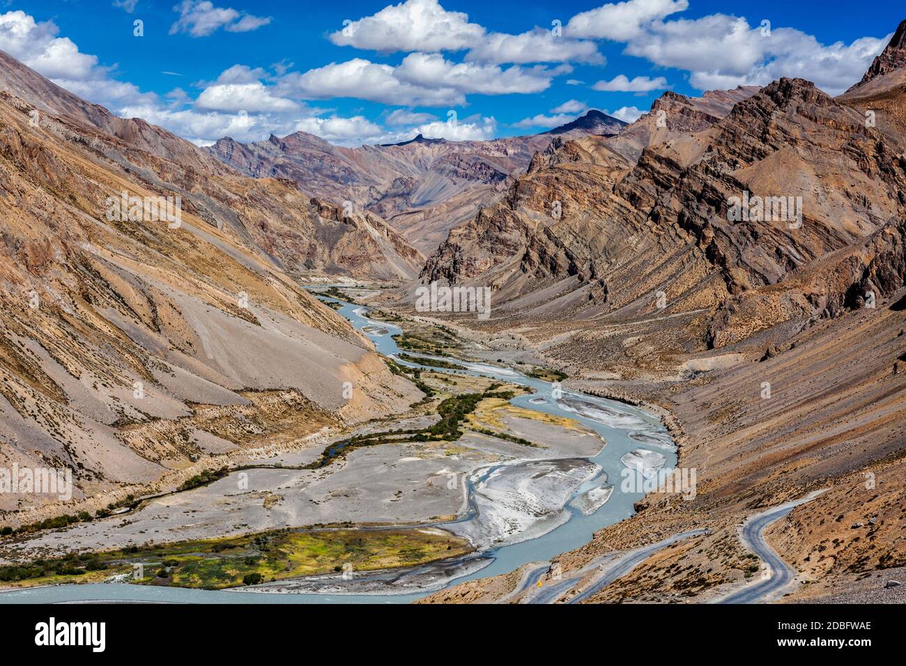 Himalayan landscape in Himalayas along Manali-Leh road. Ladakh, India Stock Photo