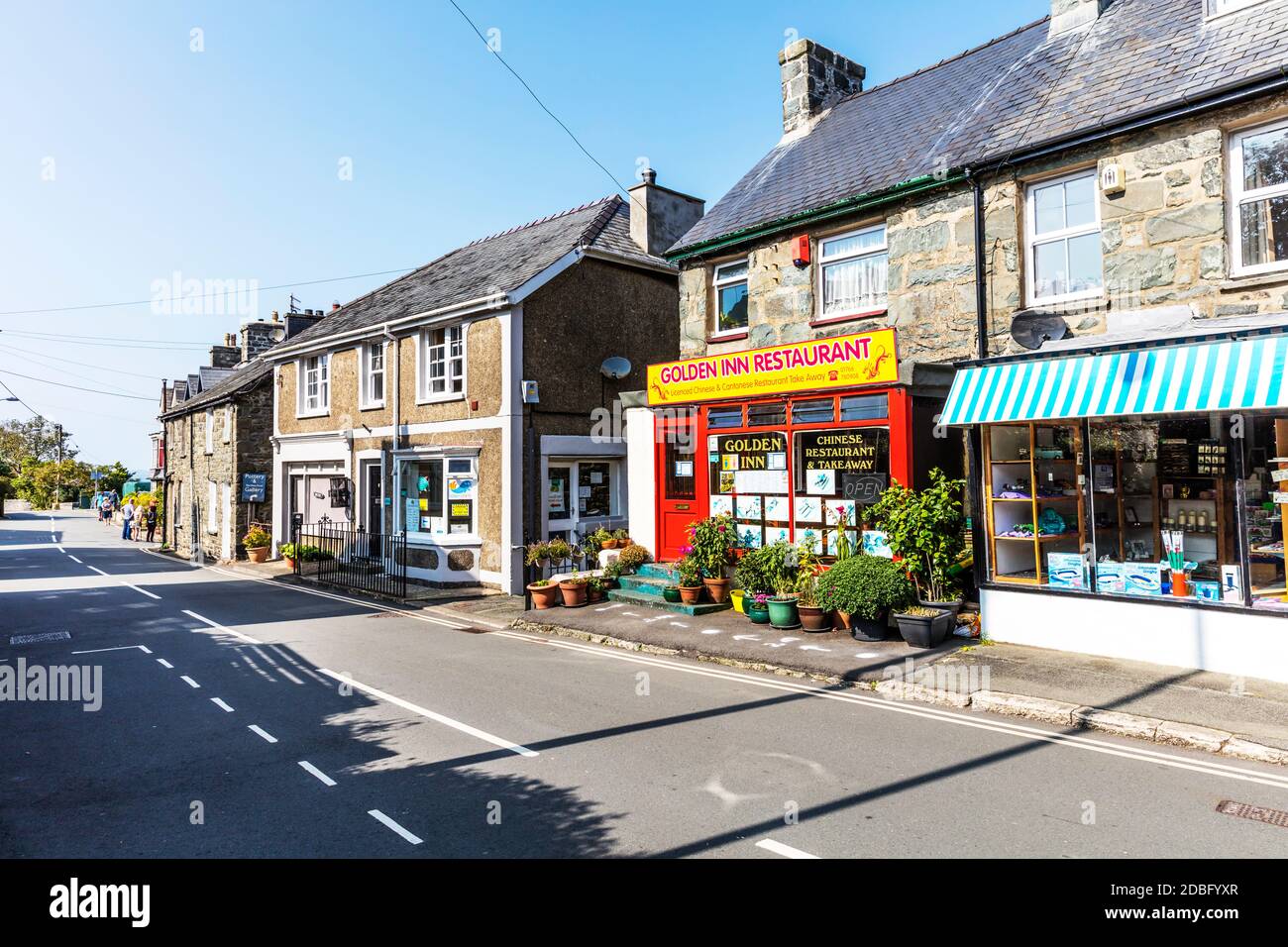 Harlech Town, Wales, UK, Harlech Town shops, Harlech Town Wales, Harlech Wales, Harlech shops, Harlech Town centre, Chinese Restaurant, Stock Photo