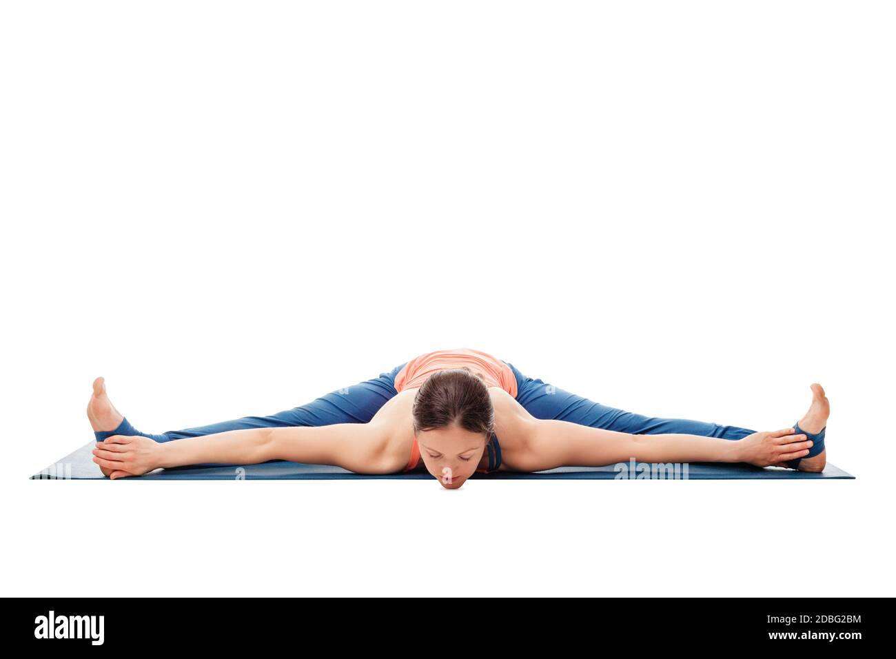 Woman Doing Ashtanga Vinyasa Yoga Asana Upavistha Konasana Wide Angle
