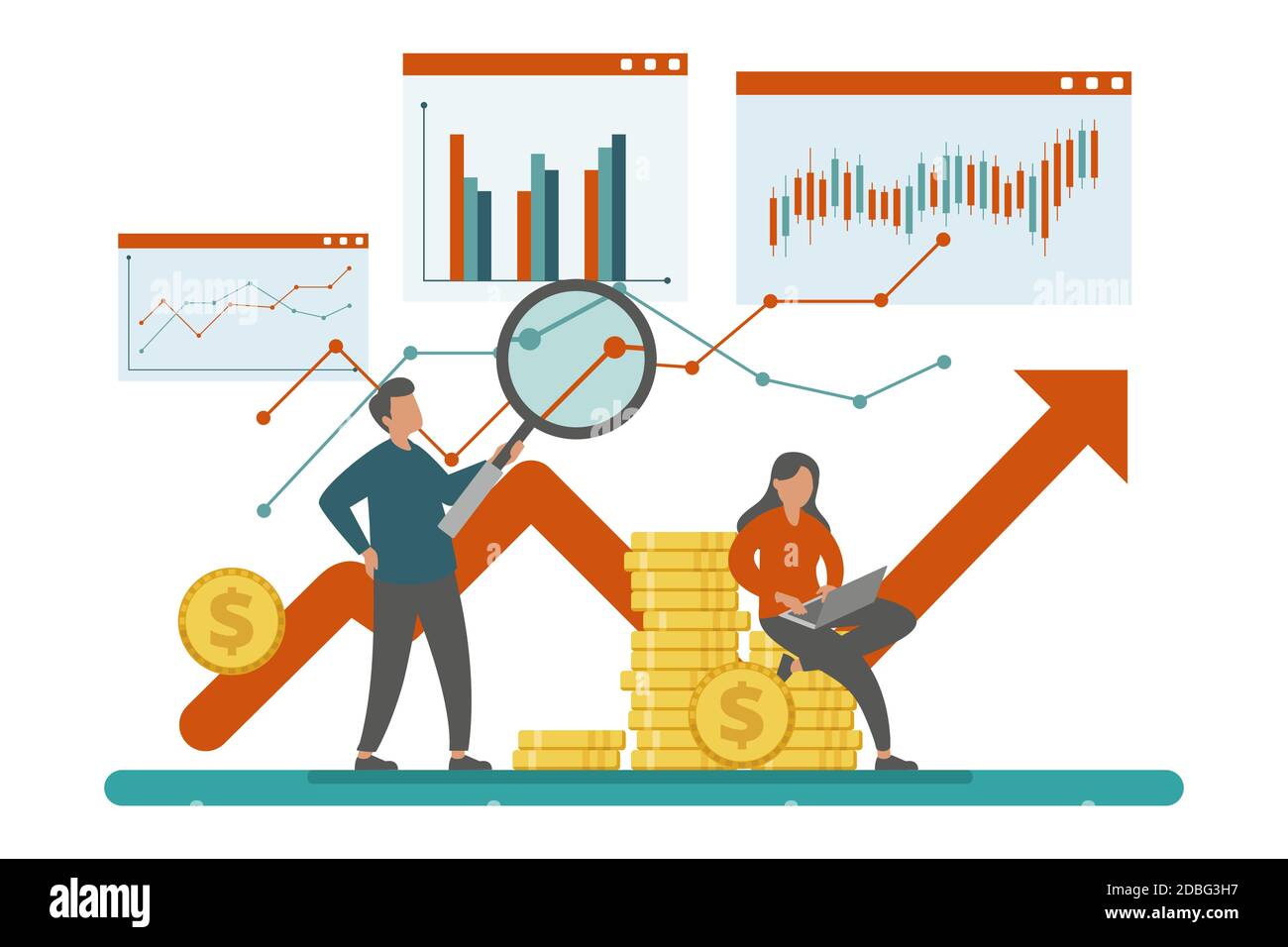 Stock market analysis concept Vector illustration Stock Vector Image ...