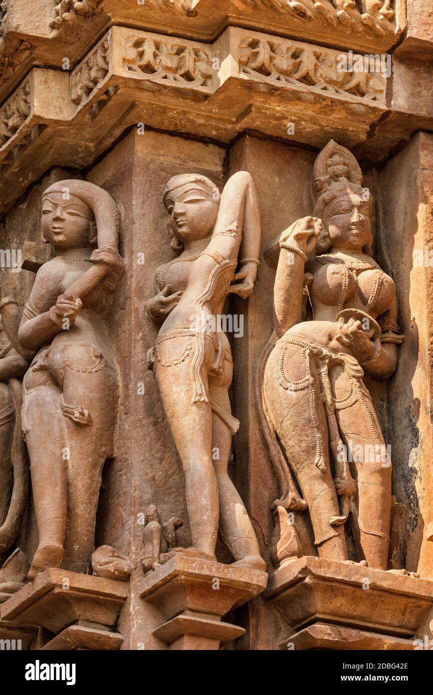Famous stone carving sculptures, Vishvanath Temple, Khajuraho, India