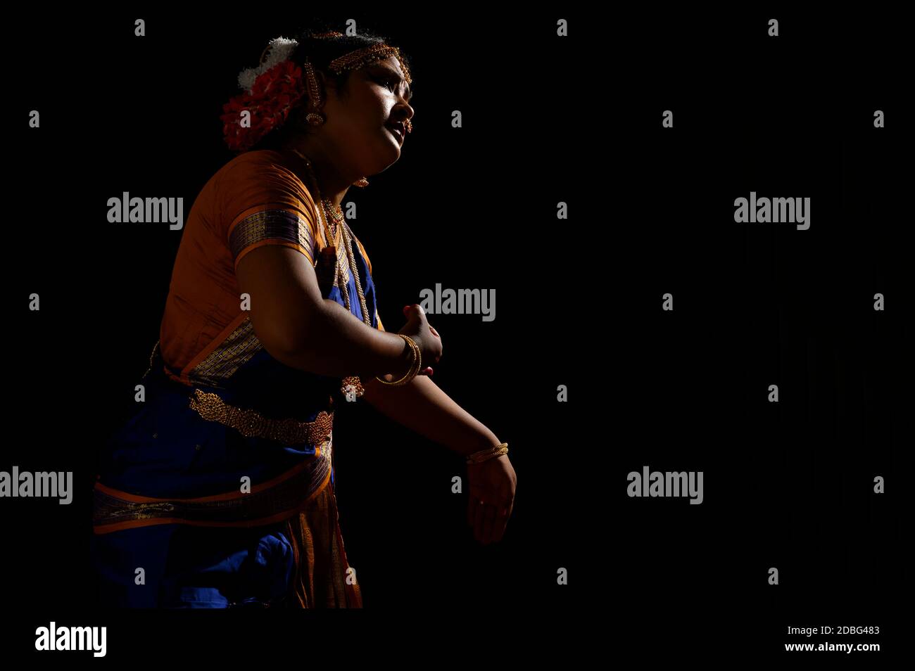 Kuchipudi dancer showing Karuna rasa in her performance Stock Photo - Alamy