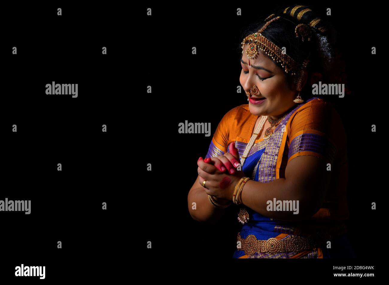 Kuchipudi dancer showing Karuna rasa in her performance Stock Photo - Alamy