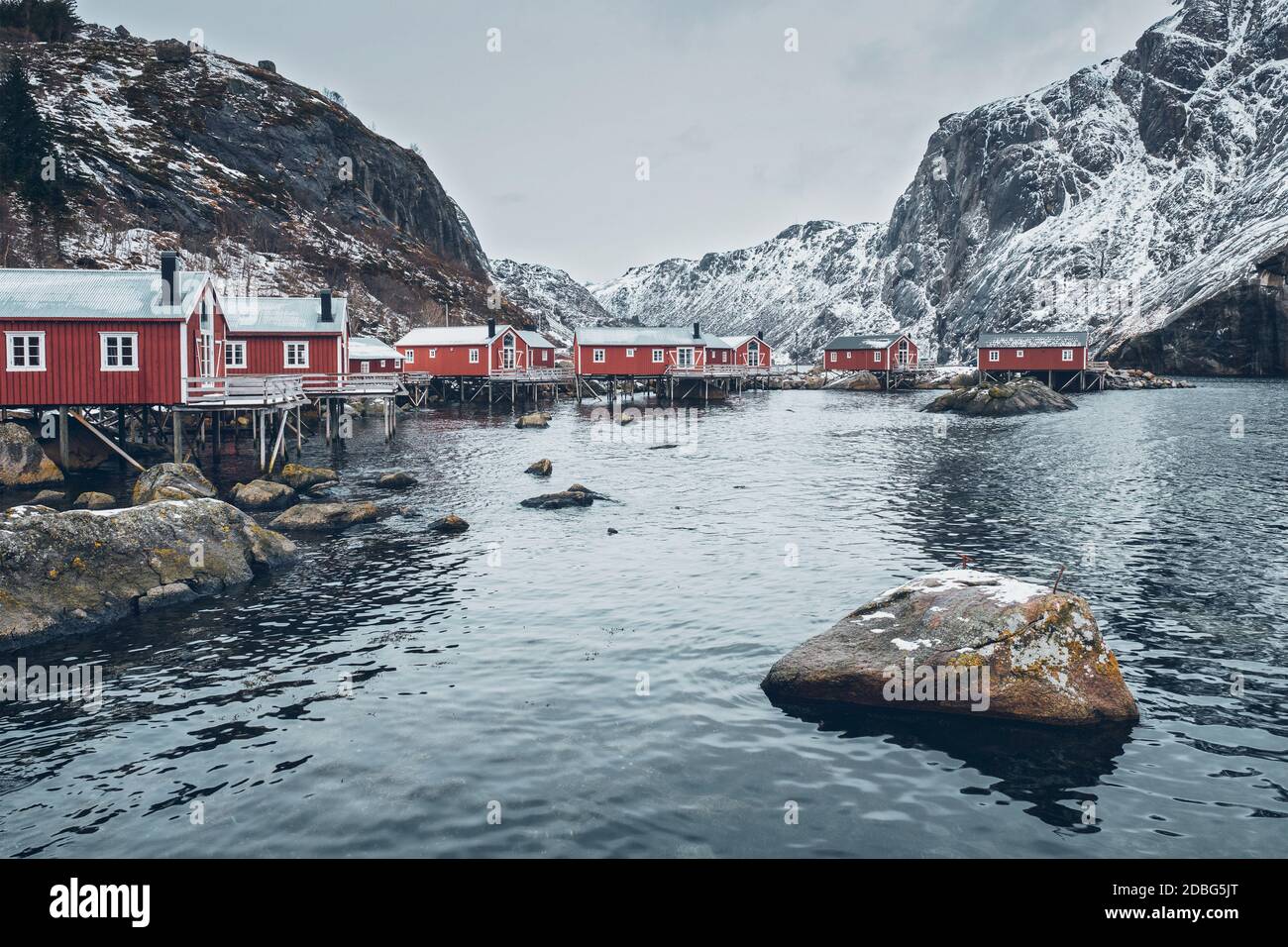 Traditional Rorbu Nusfjord authentic traditional fishing village with traditional red ...