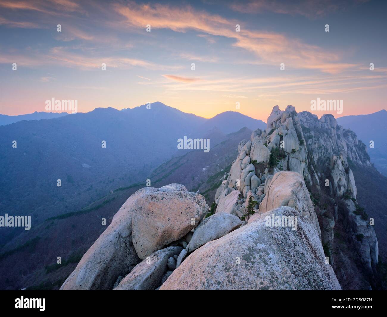 View of stones and rock formations from Ulsanbawi rock peak on sunset ...